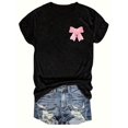 thumbnail image 3 of Women Double Sided Proverbs 31 The Virtuous Wife Pink Bow Graphic T-Shirt Christian Faith Inspirational Scripture Casual Short Sleeve Tee, 3 of 8