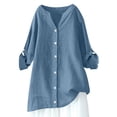 thumbnail image 3 of Talla grande Tops de tallas grandes,Blusa de manga larga con cuello en V para mujer, corte holgado, 100 % poliéster, ideal para el hogar o la oficina, sopatenor, 3 of 9