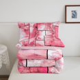 thumbnail image 5 of meiyoeat Pink Marble Patchwork Art Full Size Comforter Sets,Abstract Geometric Print Bedding Comforter Set,Pink Reversible,3 Pieces,1 Comforter and 2 Pillowcases, 5 of 7
