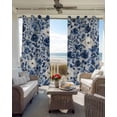 thumbnail image 6 of Navy Blue White Peony Blackout Curtains for Bedroom Living Room Darkening Curtains 63 Inches Long Vintage Floral Blossom Window Curtain 2 Panels Set Insulated Window Treatment Grommet Drapes 42"x63", 6 of 9