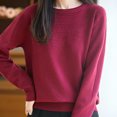thumbnail image 4 of YueHuiYing Women's Fashion Casual Solid Color Semi-turtle Neck Loose Winter Knitted Sweater Pullover Top, 4 of 5