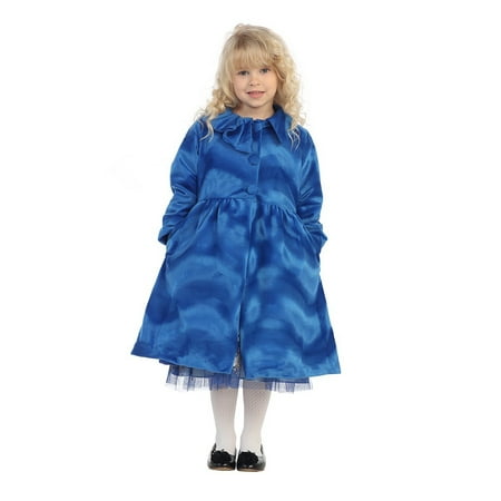 Angels Garment Girls Blue Polished Shine Single Breasted Coat 7/8