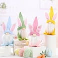 thumbnail image 5 of Set of 4 Easter Bunny Gnomes with Knit Hats Spring Home Decor, Handmade Plush Figurines for Festive Decoration, 5 of 8