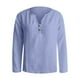 thumbnail image 4 of Camiseta informal de manga larga y cuello en V - Elegante cuello en V, color versátil, tejido cómodo, 4 of 5