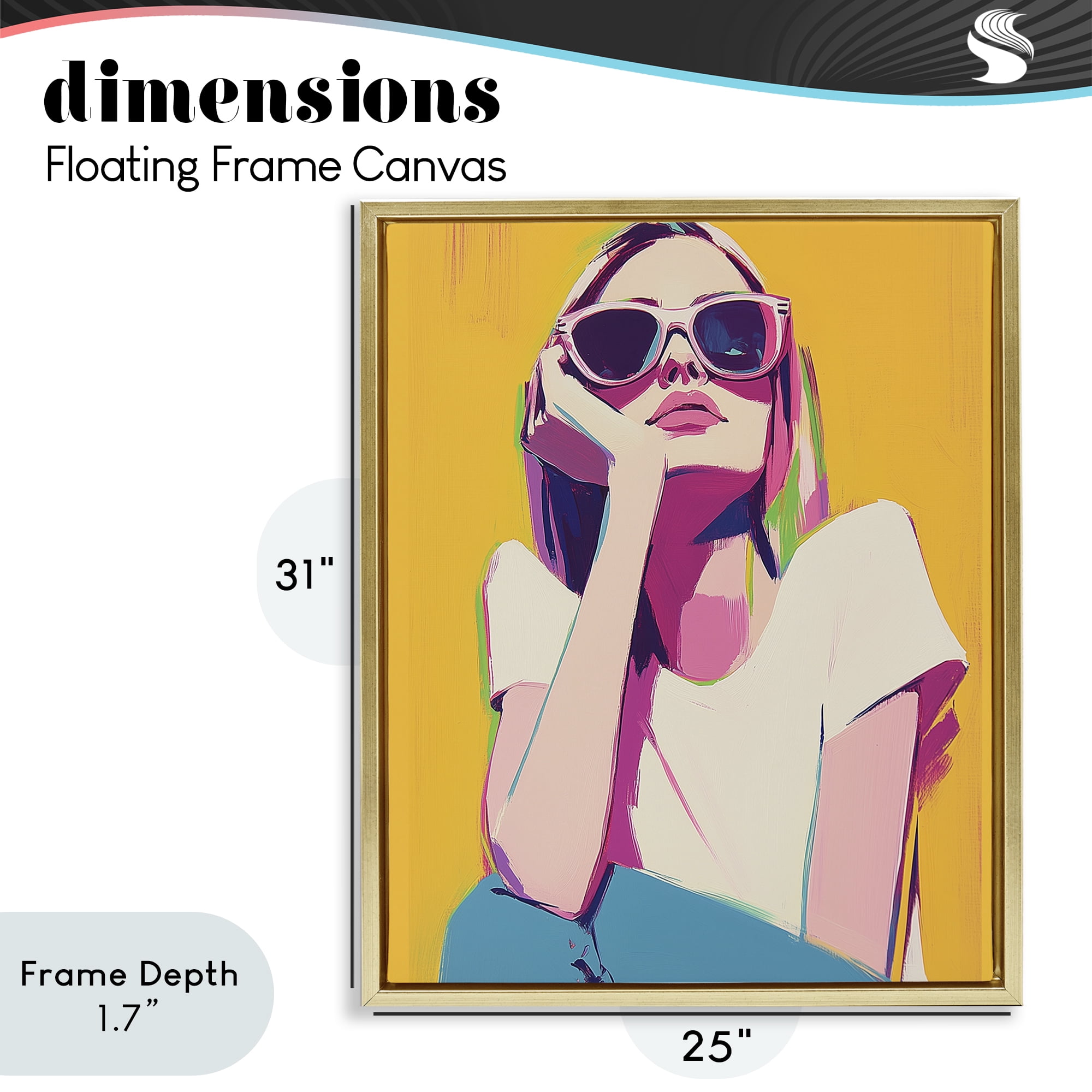 Stupell Industries Chroma Shades Girl Gold Framed Floater Canvas Wall Art, design by Walker Noble