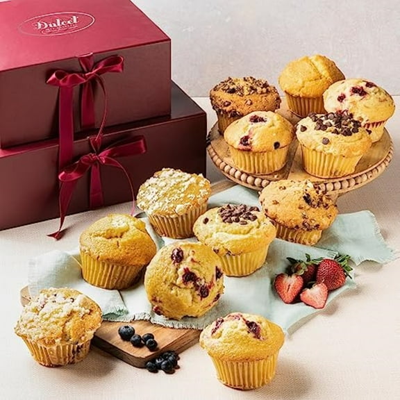 Dulcet Gift Baskets Fresh Muffins Bakery - 2-Tier Jumbo Muffin Assortment Gift Baskets