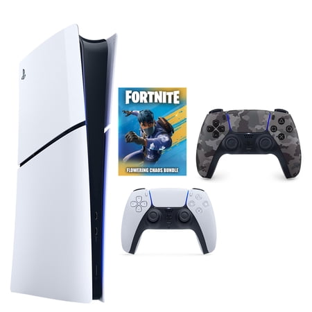 PlayStation 5 Slim Fortnite Digital Bundle with Camo Gray DualSense