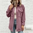 thumbnail image 7 of Mifsaly Womens Waffle Knit Shacket Lapel Collar Button Down Long Sleeve Shirt Jacket Relaxed Fit Work Office Daily Casual Fall Outerwear Pink,S, 7 of 7
