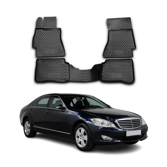 OMAC Floor Mats Liner for Mercedes S Class W221 SWB 2007-2013 TPE Black 4x