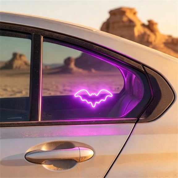 Solar Type-C Charging Neon Car Window Light, Tool Free Suction Mount Auto Dusk Activation Decor Lamp, Custom Ambient Accessory for Vehicle Interior Car Enthusiast Styling