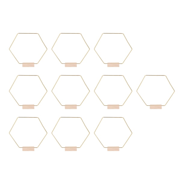 Anillo De Mesa De Metal, Aro Floral De Escritorio Hexagonal Dorado A Prueba De Herrumbre Con Base De Madera Para Sala De Estar