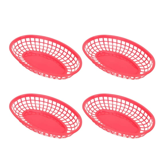 ULTNICE 4Pcs Red Plastic Snack Baskets for Fried Food French Fries and Fruit with Creative Storage Design