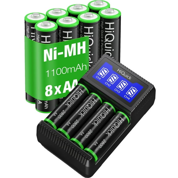 Hiquick AA AAA Rechargeable Batteries, General Purpose Battery, 12 Pack with USB Fast Charging Battery Charger