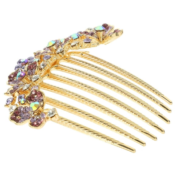 PAMINGONO 1Pcs Purple Flower Shape Rhinestone Hair Jewelry For Women Wedding Bridal Accessory