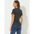 thumbnail image 4 of DARING DIVA V Neck Dots Printed Work Office Blouse Top XL Black, 4 of 6