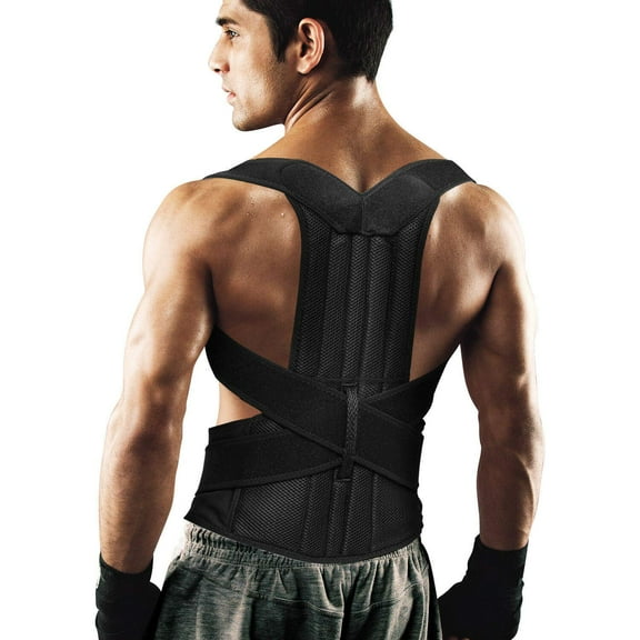 Limei Adult's Brace Shoulder Back Support Belt for Posture Correction & Pain Relief, Black