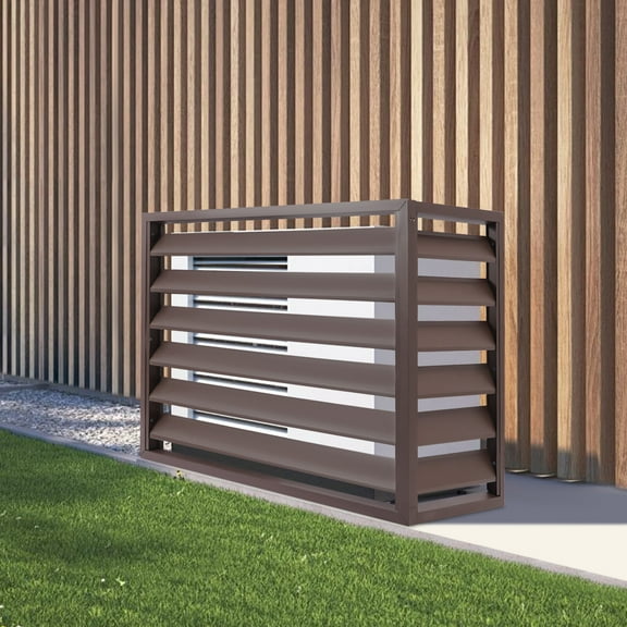 ToppiJoy 1.5P 3 Panels Air Conditioner Fence Screen, A/C Units Freestanding Privacy Screen Fence Panels, Outdoor Garden Privacy Protective Cover for Trash Can Fence (Coffee Color)