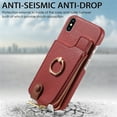 thumbnail image 5 of Compatible for iPhone XS / iPhone X Zipper Wallet Case with Card Holder, Rotation Ring Kickstand Case, PU Leather Card Slots RFID Blocking Protection Phone Case Shockproof Cover, Red, 5 of 10
