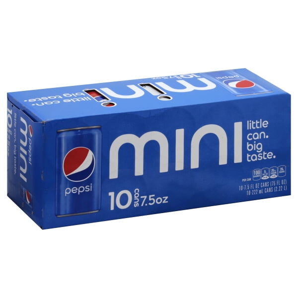 Pepsi Soda, 7.5 Ounce Mini Cans, 10 Pack