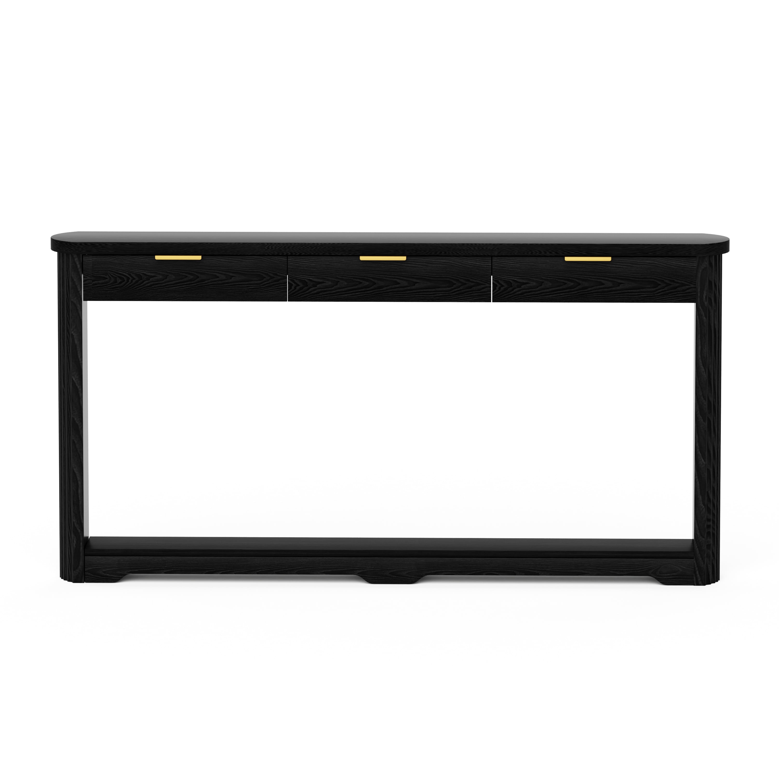 70.1" Wavy-Patterned Storage Table with Drawers; a slim wooden side table that can be placed behind a sofa, ideal for entryways, hallways, and doorways.Black.70.1"L*8.7"W*35.5"H