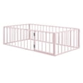 thumbnail image 5 of Twin Size Metal Floor Bed Frame with Fence and Door, Pink, 5 of 16