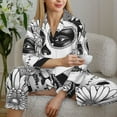 thumbnail image 6 of Wukai Floral Sugar Skull Portrait Print Women's Pajama Set,PJ Set,Lounge Sets For Women Soft Long Sleeve Sleepwear Comfort and Style-Medium, 6 of 7