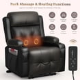 thumbnail image 3 of Loberfve Power Recliner, Oversized Recliner with Heat and Back Massage, Leather Recline Chair with Storage Armrests, 2 Cup Holders for Living Room, Bedroom, Black, 3 of 7