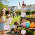 thumbnail image 6 of Bfogop Easter Basket Egg Hunt Bunny Baskets for Kids with Cute Rabbit Ears Storage Gifts Easter Gift Bags Tote Bags for Easter Party Decorations Egg Candy Gift Carry Bucket 9x9 Inch, 6 of 6