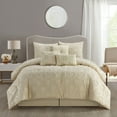 thumbnail image 2 of Lanco Honeycomb Shabby Chic 7 Piece Comforter Set, Taupe, Bed Size California King, Luxury, 2 of 7