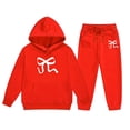 thumbnail image 4 of GDREDA Girls Sets 2 Piece Outfits Spring Children's Hoodie Set With Bow Print Red,4-5Years, 4 of 4