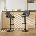 thumbnail image 2 of Art Leon Bar Stools Set of 2, Swivel Adjustable Height PU Leather, Gray, 2 of 8