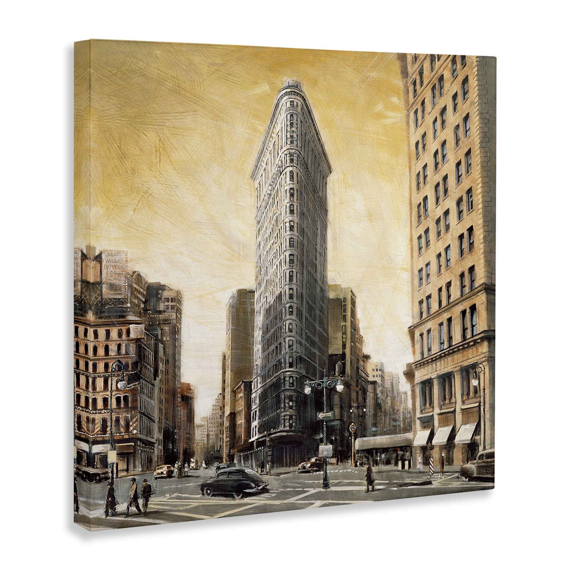 Stupell Industries People Strolling City Scenic & Cityscapes Painting Wrapped Canvas Art Print Wall Art, 30 x 30
