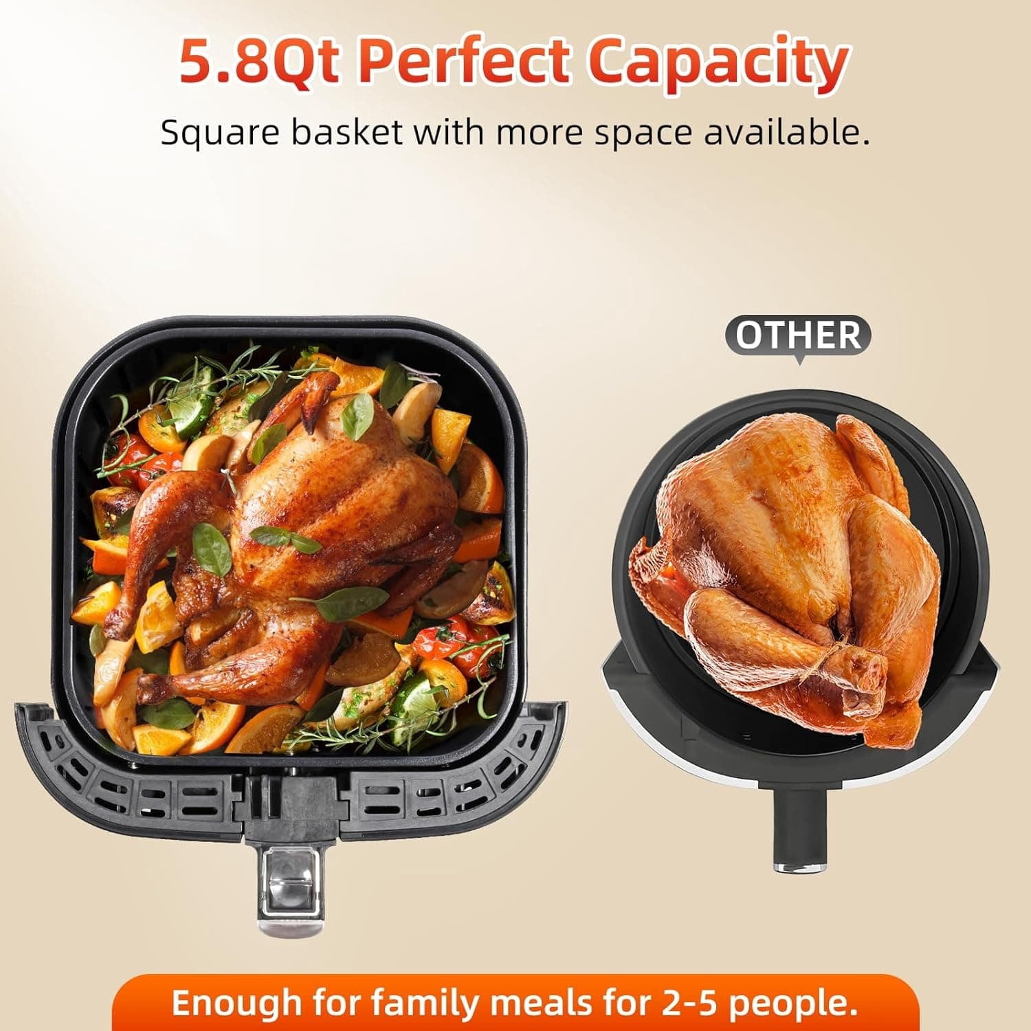Air Fryer 5.8Qt/5.5L - Electric Airfryer with Temperature Control, Timer, Non-Stick Fry Basket, 1700W High-power, Fast Oven Oilless Cooker, Dishwasher Safe - A Great Kitchen Assistant