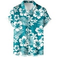thumbnail image 2 of Mens Hawaiian Shirt Stylish Floral Pattern Short Sleeves Button Down Shirts Tropical Vacation Casual Tees Tops, 2 of 5