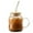 B, variant on Drinking Glasses with Wooden Lid and Glass Straw, Glass Cup with Handle, Iced Coffee Cup, Glass Water Bottle with Straw, Cute Water Cup, 20oz