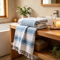 thumbnail image 2 of Beach Towel with Tassels Striped Quick Dry Lightweight 100x180cm for Travel Pool Camping Picnic, 2 of 6