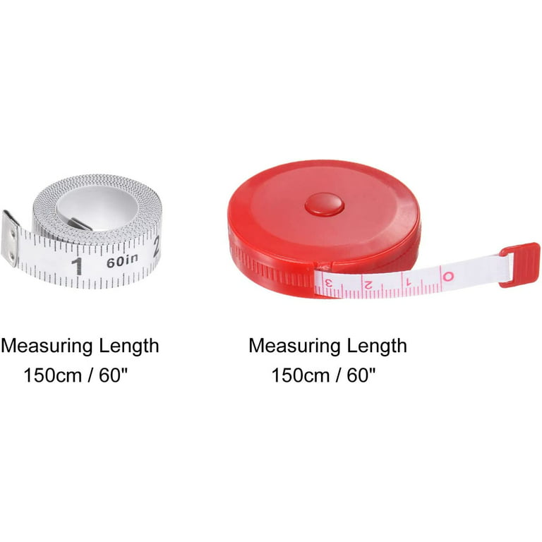 3pcs Soft Tape Measure Set 150cm/60 Retractable Measuring Ruler with  150cm/60 White Soft Ruler for Body Cloth Sewing, Bright Red Blue 