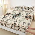 thumbnail image 4 of Erosebridal Green Black Brown Aztec Full Size Sheets, Bohemian Cactus Bed Sheets, 4pcs 1 Flat Sheet, 1 Fitted Sheet and 2 Pillowcases, 4 of 5