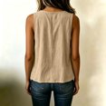 thumbnail image 4 of Dwellite Cotton Linen Flowy Tank Tops for Women Plus Size Sleeveless Shirts Oversized Tops Summer Casual Loose Fit Crewneck Blouse Khaki M, 4 of 5