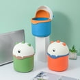 thumbnail image 2 of Plastic Mini Wastebasket Cartoon Trash Can with Lid Waste Garbage Bin for Kitchen, 2 of 8