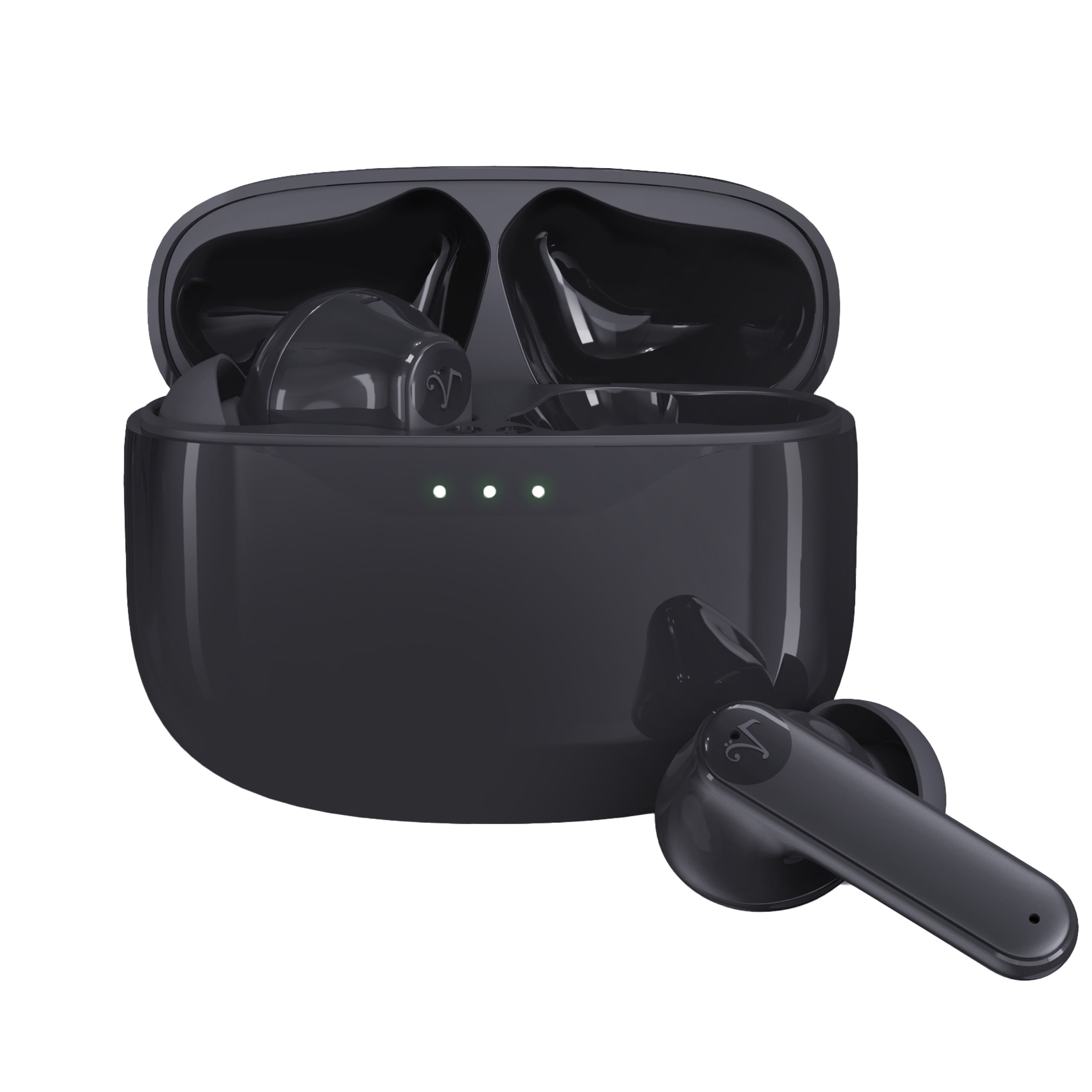 Visual Land SOUNDWAVE A1 Plus Active Noise Cancelling Earbuds, 6 Mics, 48H Total Playtime, 15 Mins = 6 Hours Playtime - Black