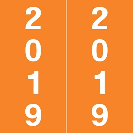 2019 Year Labels, IFC AFV Compatible Series, Orange, 500/Roll, 1 Roll, 1-7/8