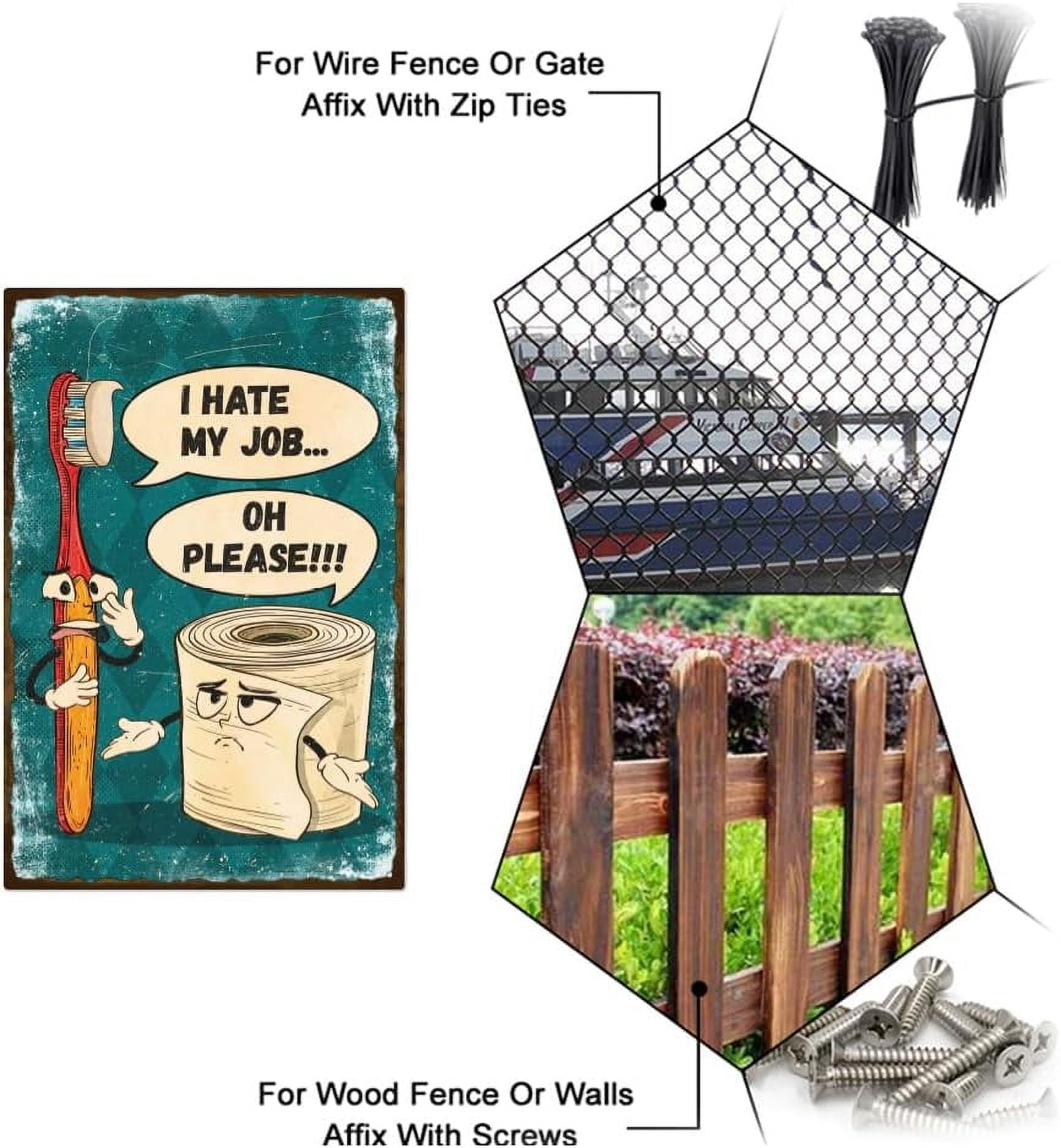 "I Hate My Job Oh Please" Funny Toothbrush Toilet Paper Metal Tin Sign Bathroom Tin Sign 12x8in/30x20cm Art Plaque Poster Wall Decor