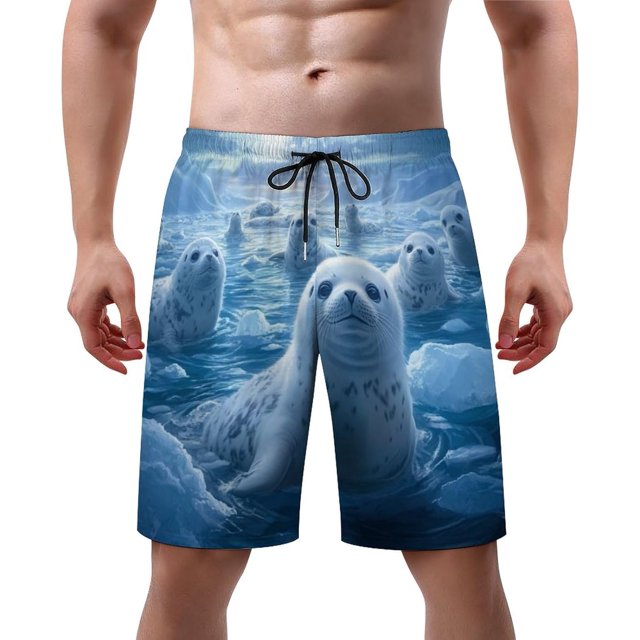 NICKSUN Men's Swim Trunks, Cute Print Quick Dry Summer Board Beach Shorts with Mesh Lining and Pockets