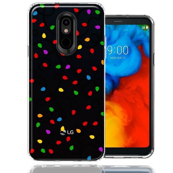 MUNDAZE LG Stylo 4 Colorful Nostalgic Vintage Christmas Holiday Winter String Lights Design Double Layer Phone Case Cover