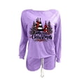thumbnail image 2 of Wensltd Christmas Pajamas Set for Women Short Sleeve Top and Shorts Holiday Cozy Family Matching Sleepwear Black, 2 of 3