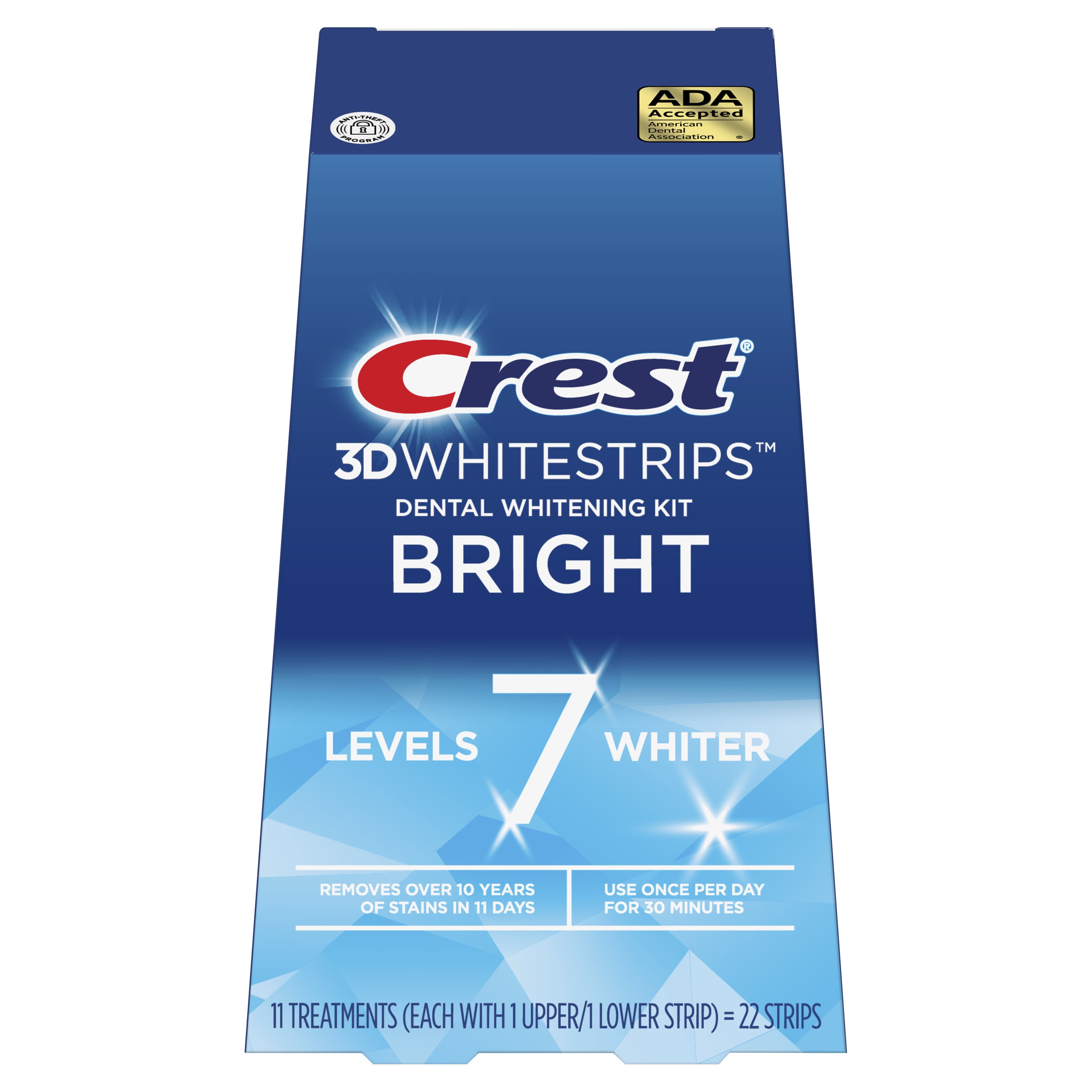 Crest 3DWhitestrips Bright At-home Teeth Whitening Kit, 11 Treatments