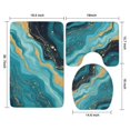 thumbnail image 3 of Blue and Gold Marble Sparkle Waves Pattern Bathroom Rugs Sets 3 Piece,Toilet Cover Set,Absorbent Non Slip Bathroom Mats Sets with U-Shaped Contour Rug Toilet Rug Set, 3 of 5