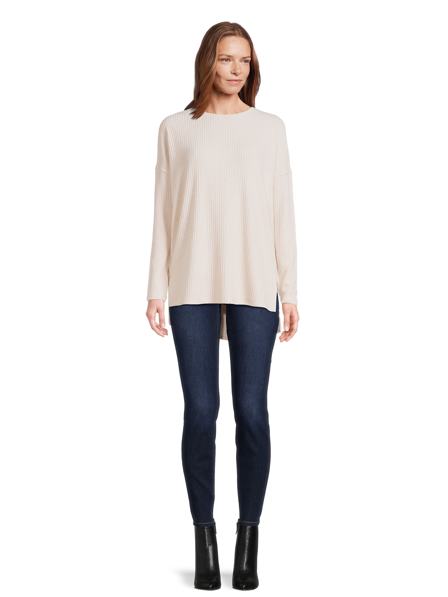 Time and Tru Women's Ribbed Tunic Top, Sizes S-XXXL