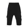 thumbnail image 2 of Mens Fleece Sweat Cargo Shorts With Elastic Waistband Drawstring Athletic Workout Gym Shorts-Black,4XL, 2 of 5